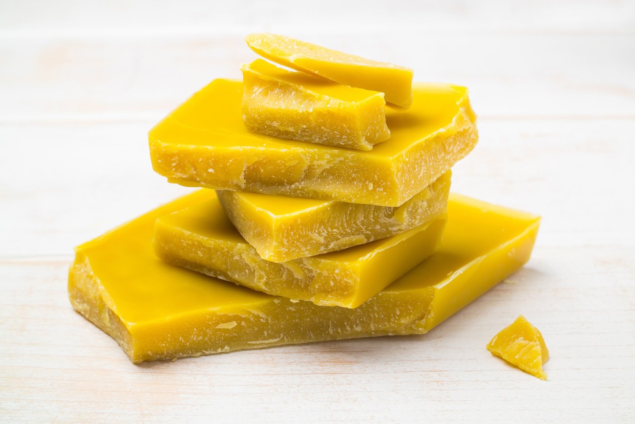 The pieces of natural beeswax.